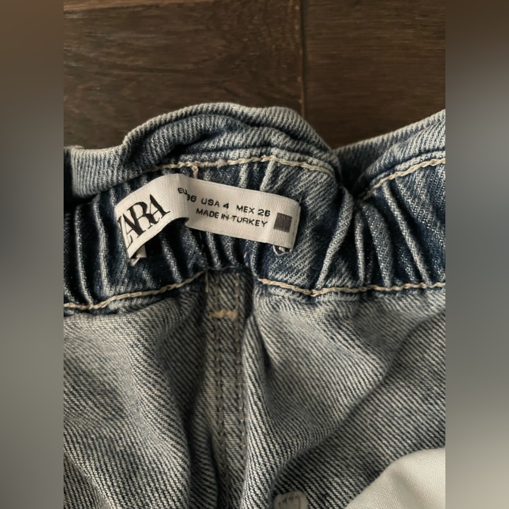 Zara elastic paper bag shorts sz 4 - Picture 3 of 10